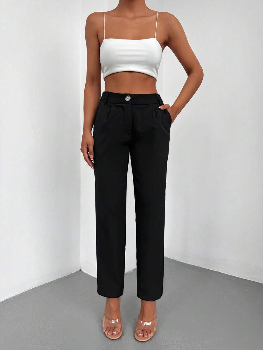 EURMUSE Pantalones unicolor con bolsillo oblicuo