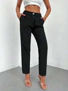 EURMUSE Pantalones unicolor con bolsillo oblicuo