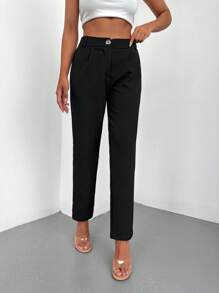 EURMUSE Pantalones unicolor con bolsillo oblicuo