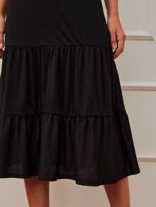 SHE(IN) BRASIL Vestido escote corazón pecho con fruncido bajo con fruncido - Negro - Ver 5