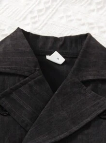 SHEIN Young Boy Double Button Lapel Neck Vest Jacket & Shorts