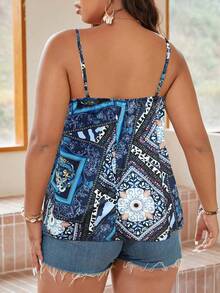 SHEIN Holidaya 大碼圍巾圖案吊帶上衣 - 彩色 - 查看 2