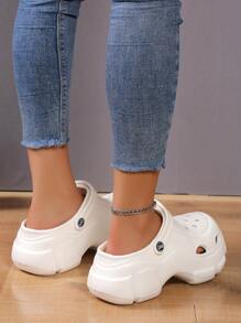 夏季户外镂空厚底女式凉鞋，防滑加厚鞋底，闭趾沙滩拖鞋 - 米色 - 查看 2