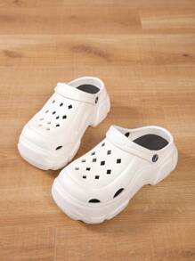 夏季户外镂空厚底女式凉鞋，防滑加厚鞋底，闭趾沙滩拖鞋 - 米色 - 查看 3