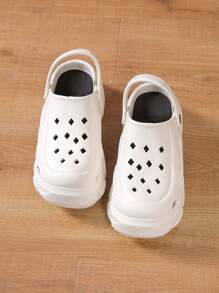 夏季户外镂空厚底女式凉鞋，防滑加厚鞋底，闭趾沙滩拖鞋 - 米色 - 查看 4