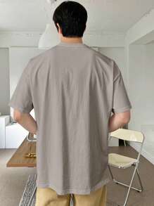 DAZY Áo thun nam Đắp vá Lá thư Giải trí - Màu Xám nhạt - Xem 2