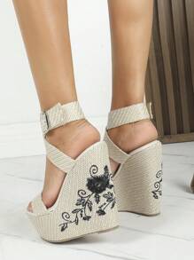 súper Zapatos de tacón de aguja Espuma plataforma Sandalias - Albaricoque - Ver 5