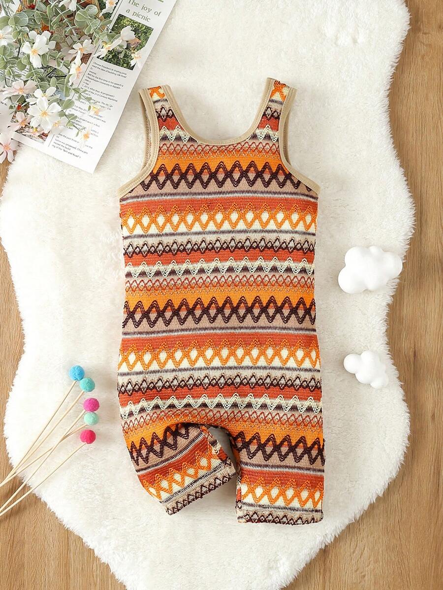 Toddler Girls Chevron Print Tank Romper - Multicolor - View 1