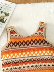 Toddler Girls Chevron Print Tank Romper - Multicolor - View 3