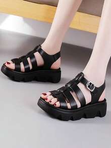 Women's Fashion Roman Sandals - Black - View 3