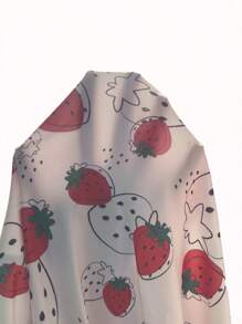 草莓圖案前紐扣連身短褲 - 白色 - 查看 6