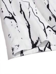 ROMWE MEN Street Life Quần Short Nam Dây kéo Túi Thắt nơ trước Đá hoa Giải trí - trắng - Xem 4