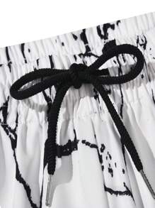 ROMWE MEN Street Life Quần Short Nam Dây kéo Túi Thắt nơ trước Đá hoa Giải trí - trắng - Xem 5