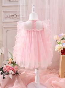 嬰兒荷葉邊網紗覆蓋洋裝 - 粉色 - 查看 2