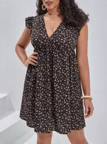 SHEIN VCAY Vestido con estampado floral ribete con fruncido - Multicolor - Ver 4