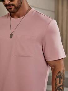 Manfinity RelaxMax Men T-Shirts Fit Crew Neck Short Sleeve Basic Tee Casual Summer Polyester - Dusty Pink - View 3