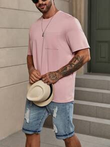 Manfinity RelaxMax Men T-Shirts Fit Crew Neck Short Sleeve Basic Tee Casual Summer Polyester - Dusty Pink - View 5