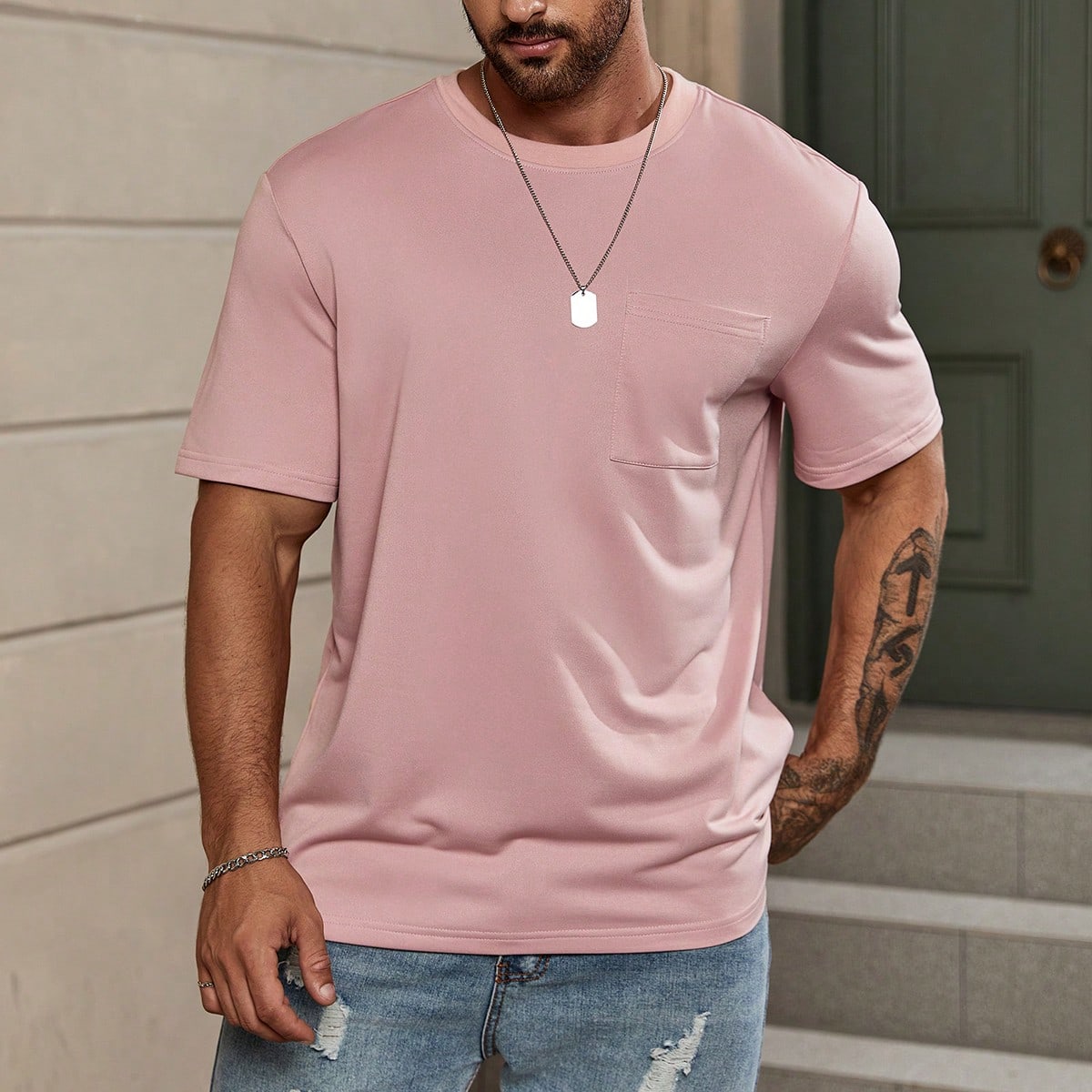 Camisetas para hombres, ajustadas, cuello de tripulación, manga corta, básicas y casuales en poliéster, para el verano