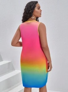 Dreamara Plus Ombre Twist Hem Tank Dress - Multicolor - View 2
