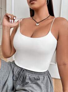 SHEIN EZwear Top Camisero Blanco Liso