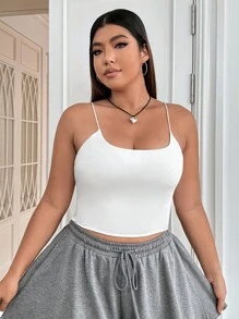 SHEIN EZwear Top Camisero Blanco Liso