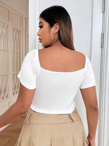 SHEIN EZwear Plus Ruched Bust Crop Tee