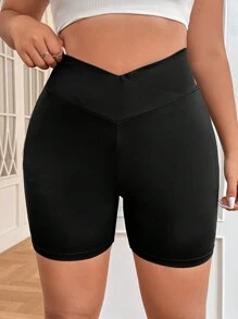 SHEIN EZwear Shorts biker de cintura asimétrica