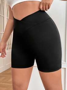 SHEIN EZwear Shorts biker de cintura asimétrica