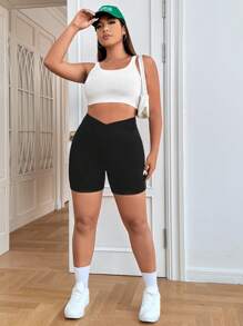 SHEIN EZwear Shorts biker de cintura asimétrica