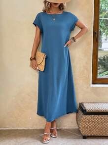 EMERY ROSE 素色蝙蝠袖直筒連衣裙