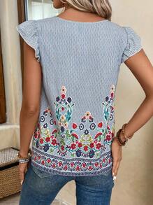 EMERY ROSE Blusa con estampado floral ribete con fruncido - Multicolor - Ver 2
