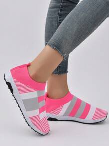 Ladies' Striped Sneakers - Hot Pink - View 7