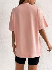 SHEIN EZwear 飲料印花落肩T恤 - 珊瑚粉 - 查看 2