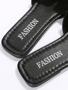 女士們雙色調平底涼鞋 - 黑色 - 查看 7