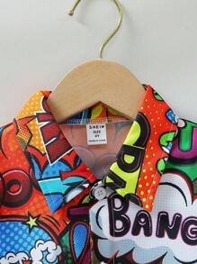 SHEIN Chàng trai trẻ Chữ cái & Đồ họa hoạt hình Áo sơ mi & Quần short Without Tee - Nhiều màu - Xem 4