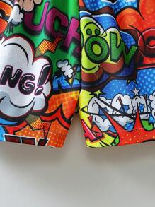 SHEIN Chàng trai trẻ Chữ cái & Đồ họa hoạt hình Áo sơ mi & Quần short Without Tee - Nhiều màu - Xem 6