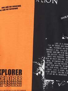 SHEIN 青少年男孩街头风格 2 件套彩色块字母标语印花 T 恤和宽松长裤 - 彩色 - 查看 6