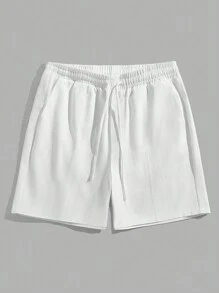 Manfinity NiteLyfe Men Cotton Solid Drawstring Waist Shorts - White - View 1