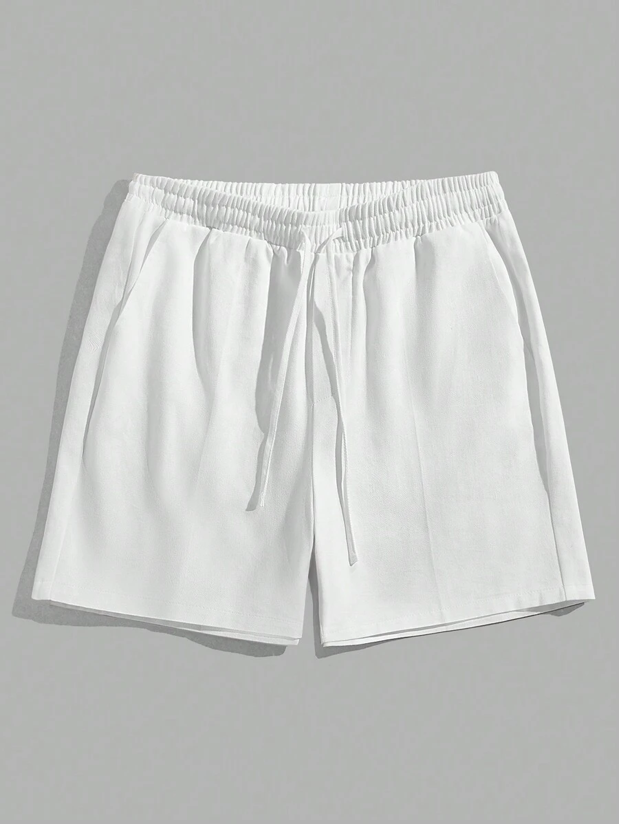 Manfinity NiteLyfe Men Cotton Solid Drawstring Waist Shorts - White - View 1