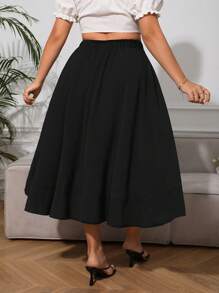 SHEIN Privé Váy Plus Size Cao thấp màu trơn Giải trí - màu đen - Xem 2