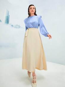 Modelyn 素色燈籠袖上衣&百褶半身裙