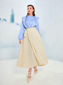 Modelyn 素色燈籠袖上衣&百褶半身裙