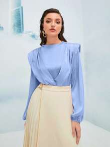 Modelyn 素色燈籠袖上衣&百褶半身裙