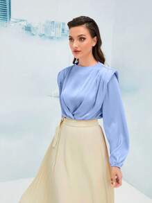 Modelyn 素色燈籠袖上衣&百褶半身裙