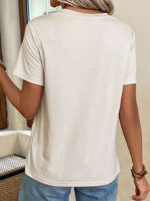 EMERY ROSE Shoes & Slogan Graphic Tee - Apricot - View 2