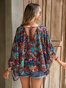 SHEIN LUNE 滿版印花蝙蝠袖襯衫 - 彩色 - 查看 2