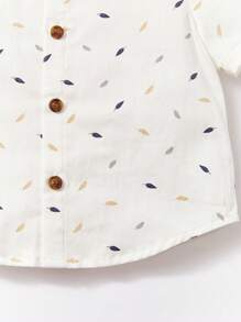 Cozy Pixies Baby Boy Striped Shirt & Shorts & Leaf Print Shirt