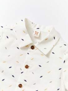 Cozy Pixies Baby Boy Striped Shirt & Shorts & Leaf Print Shirt