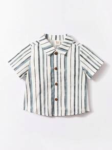 Cozy Pixies Baby Boy Striped Shirt & Shorts & Leaf Print Shirt