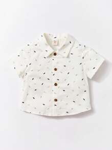 Cozy Pixies Baby Boy Striped Shirt & Shorts & Leaf Print Shirt